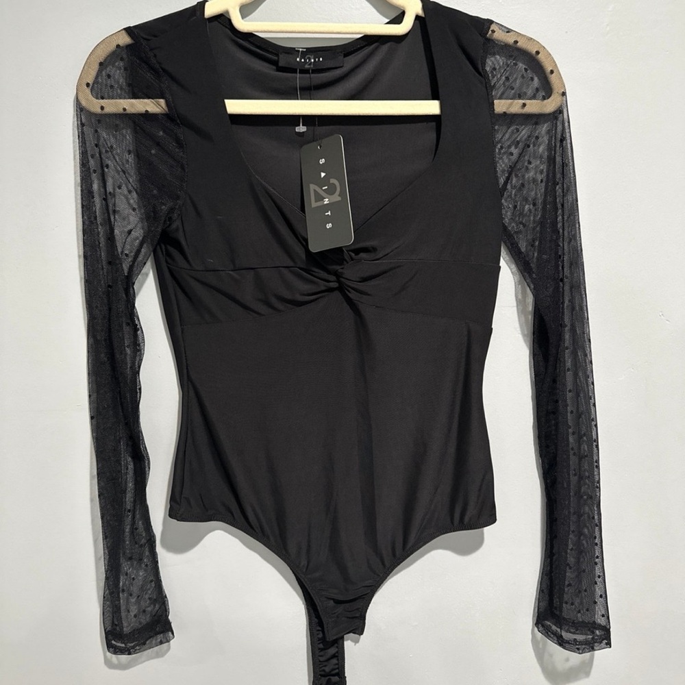 Black bodysuit lace arms with sweetheart cut on top